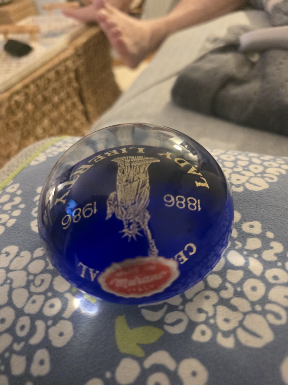 Cobalt Blue Glass Lady Liberty Decorative Paperweight-Murano ITALY